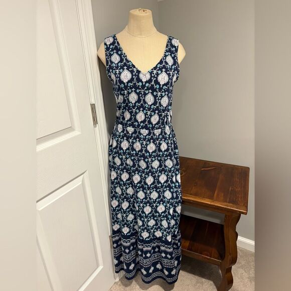 TALBOTS BOHEMIAN FLORAL JERSEY MAXI DRESS SIZE S - Picture 2 of 10